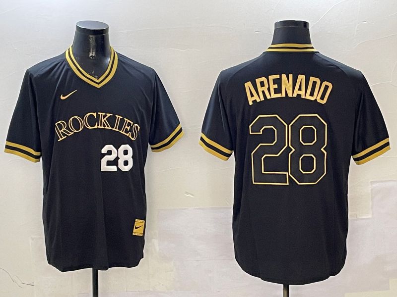 Men Colorado Rockies #28 Arenado Black Gold Game 2025 Nike MLB Jersey style 4->colorado rockies->MLB Jersey